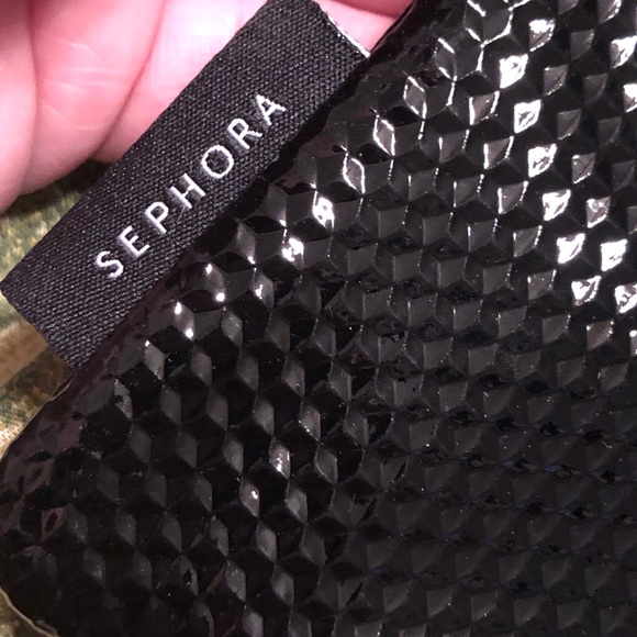 Black SEPHORA shiny makeup cosmetics bag NEW - Picture 2 of 3